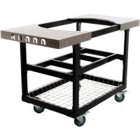 Primo Grill Stainless Steel Cart with Side Shelves for JR200 LG300 XL400